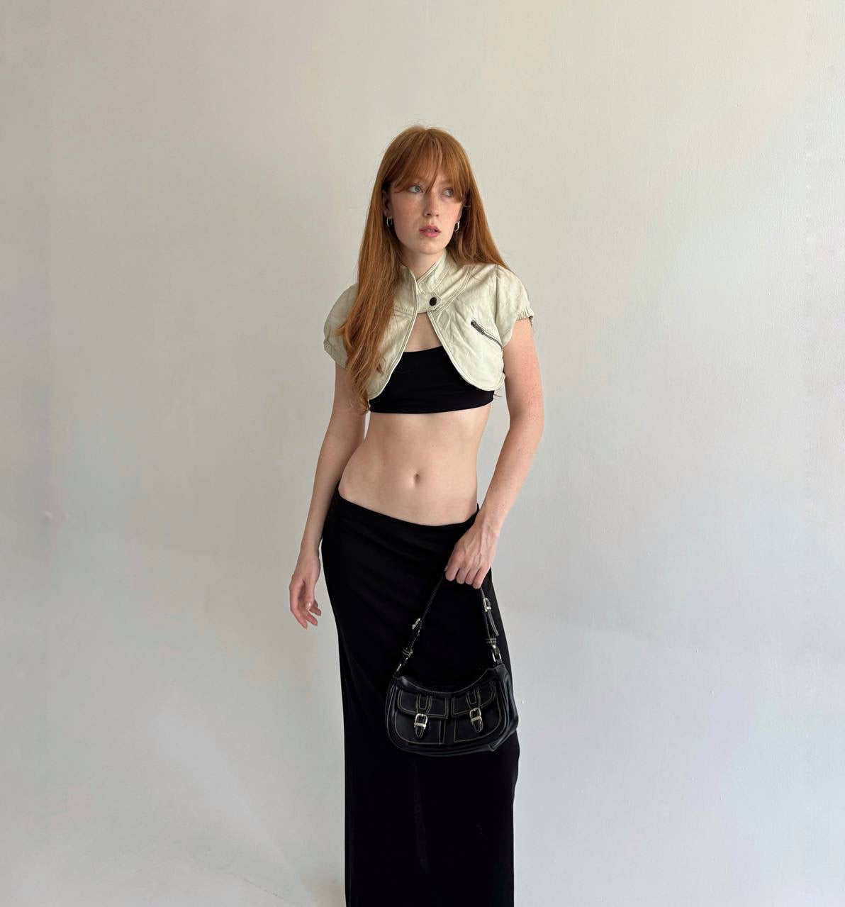 Vintage genuine leather cropped bolero