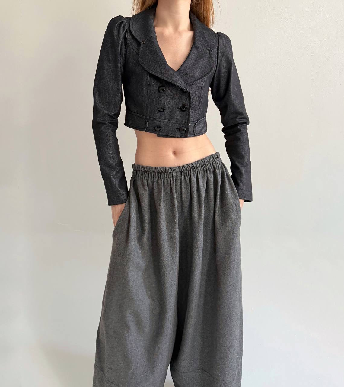 Y2K denim grey cropped jacket