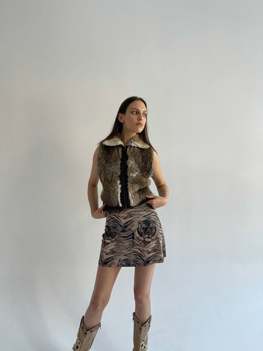 Vintage tiger printed mini skirt