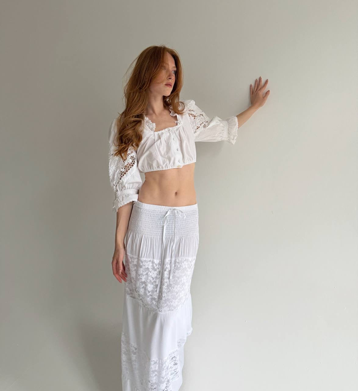 Vintage Bavarian 100% cotton cropped blouse
