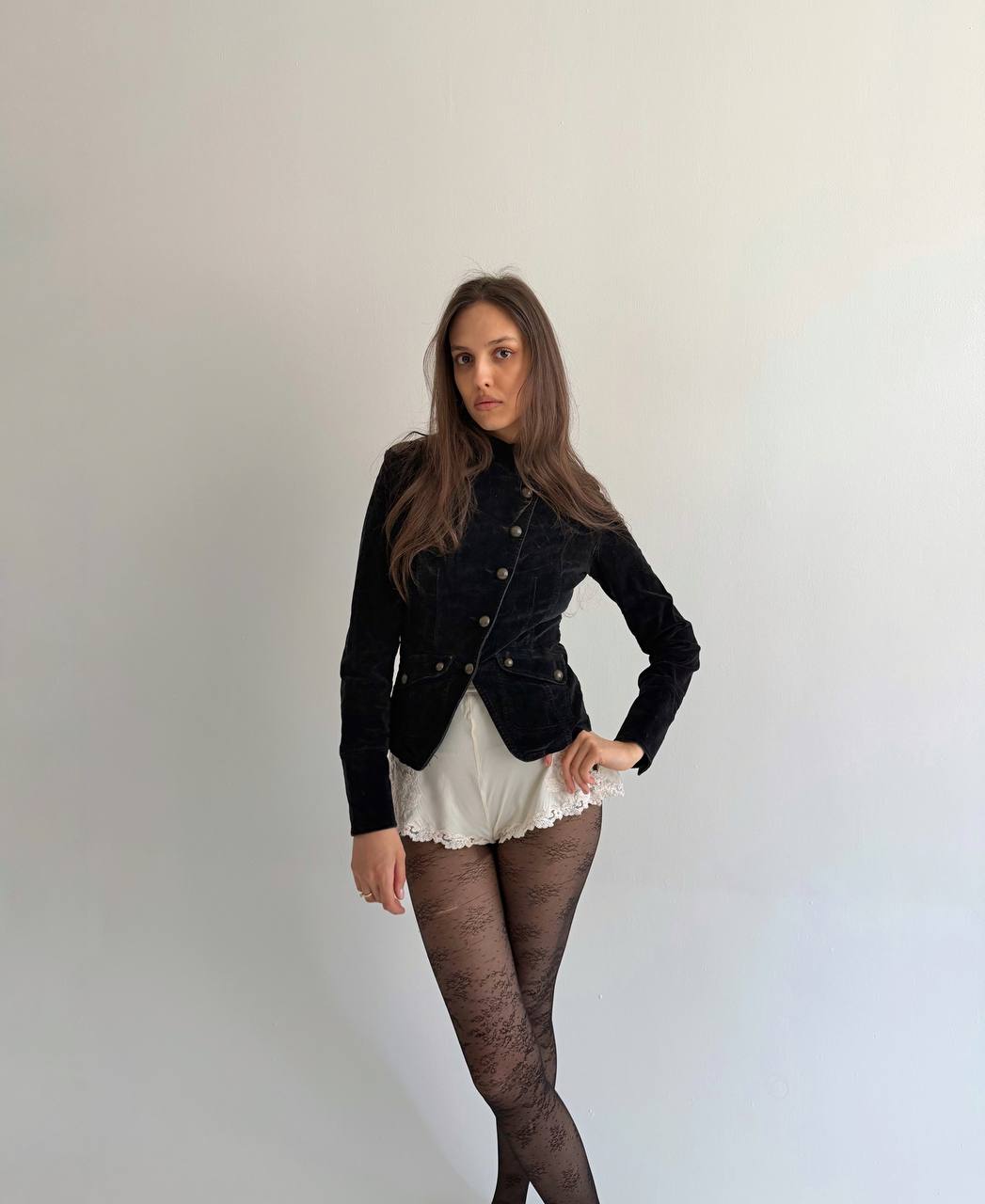 Vintage velvet cotton asymmetrical jacket