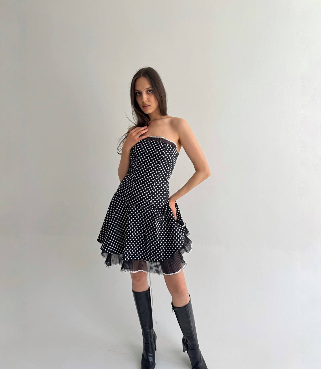 Vintage polka dot navy dress