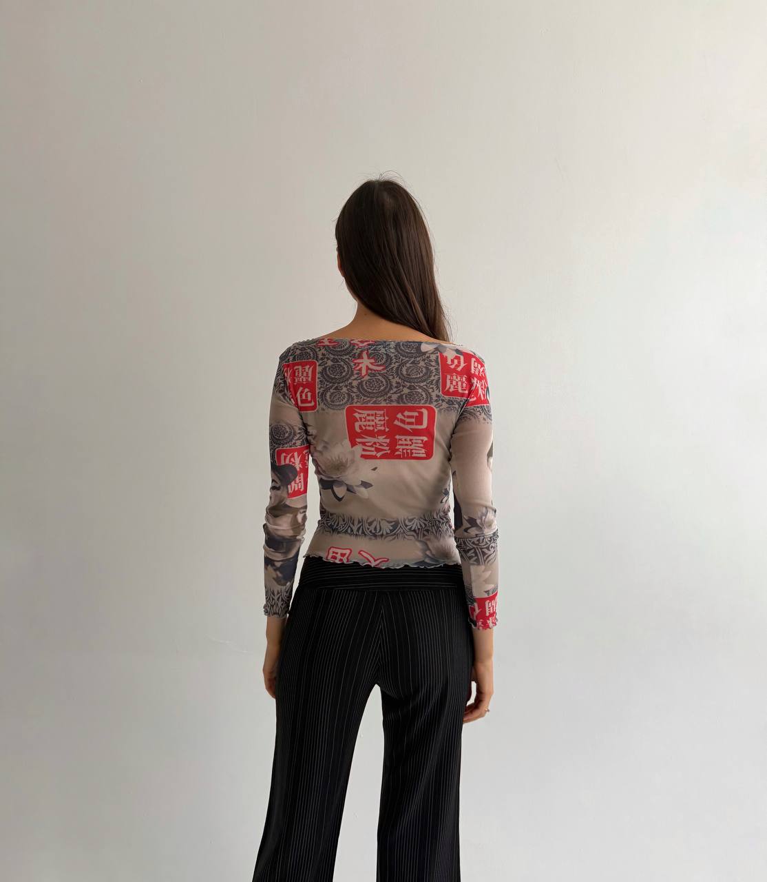 Vintage mesh printed top