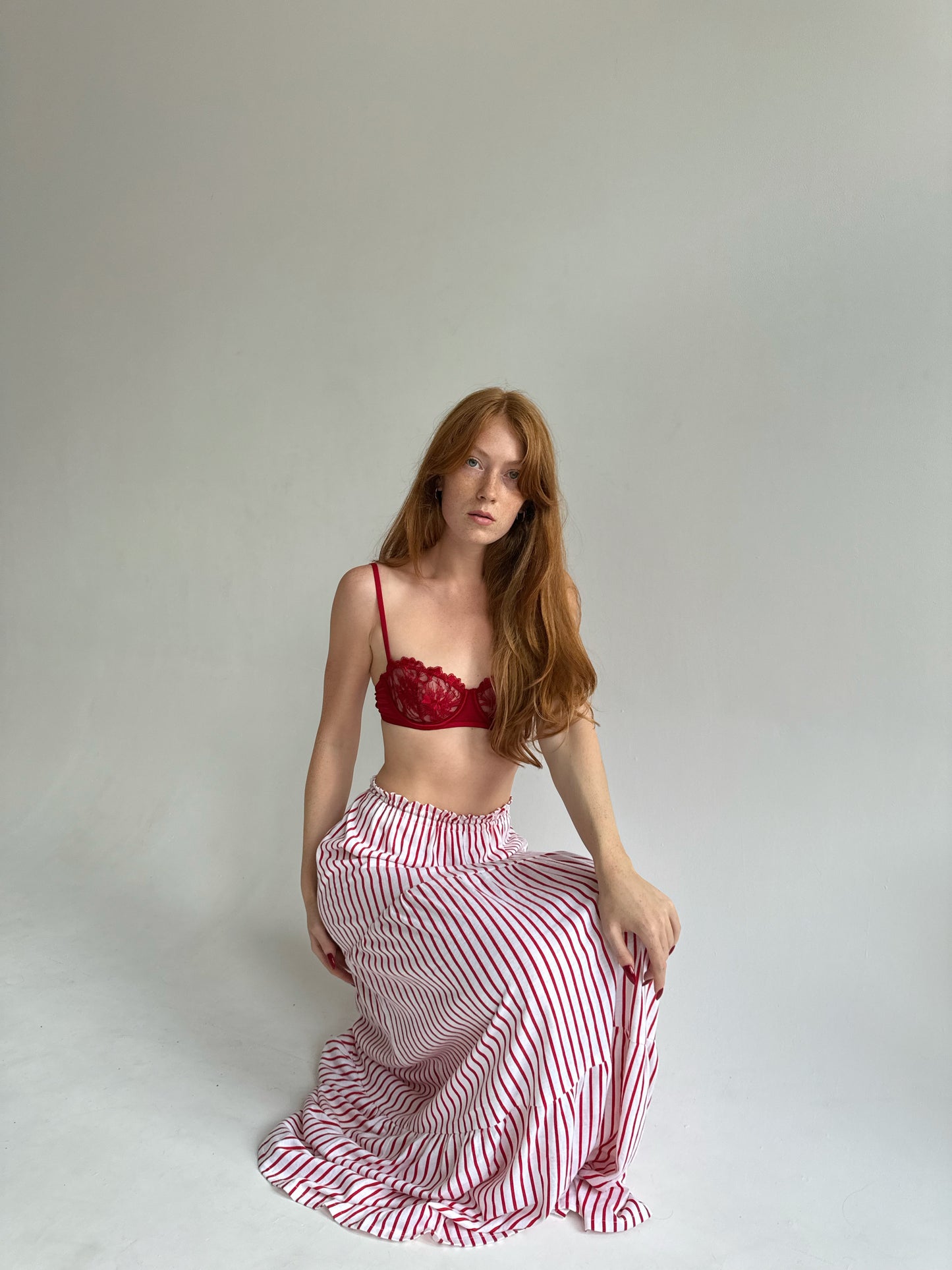 Vintage cotton striped maxi skirt