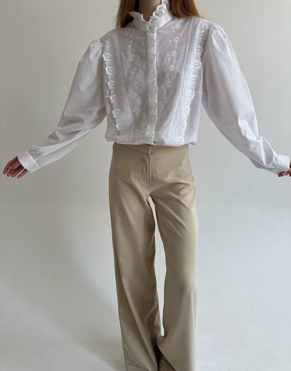 Vintage white Bavarian embroidered shirt