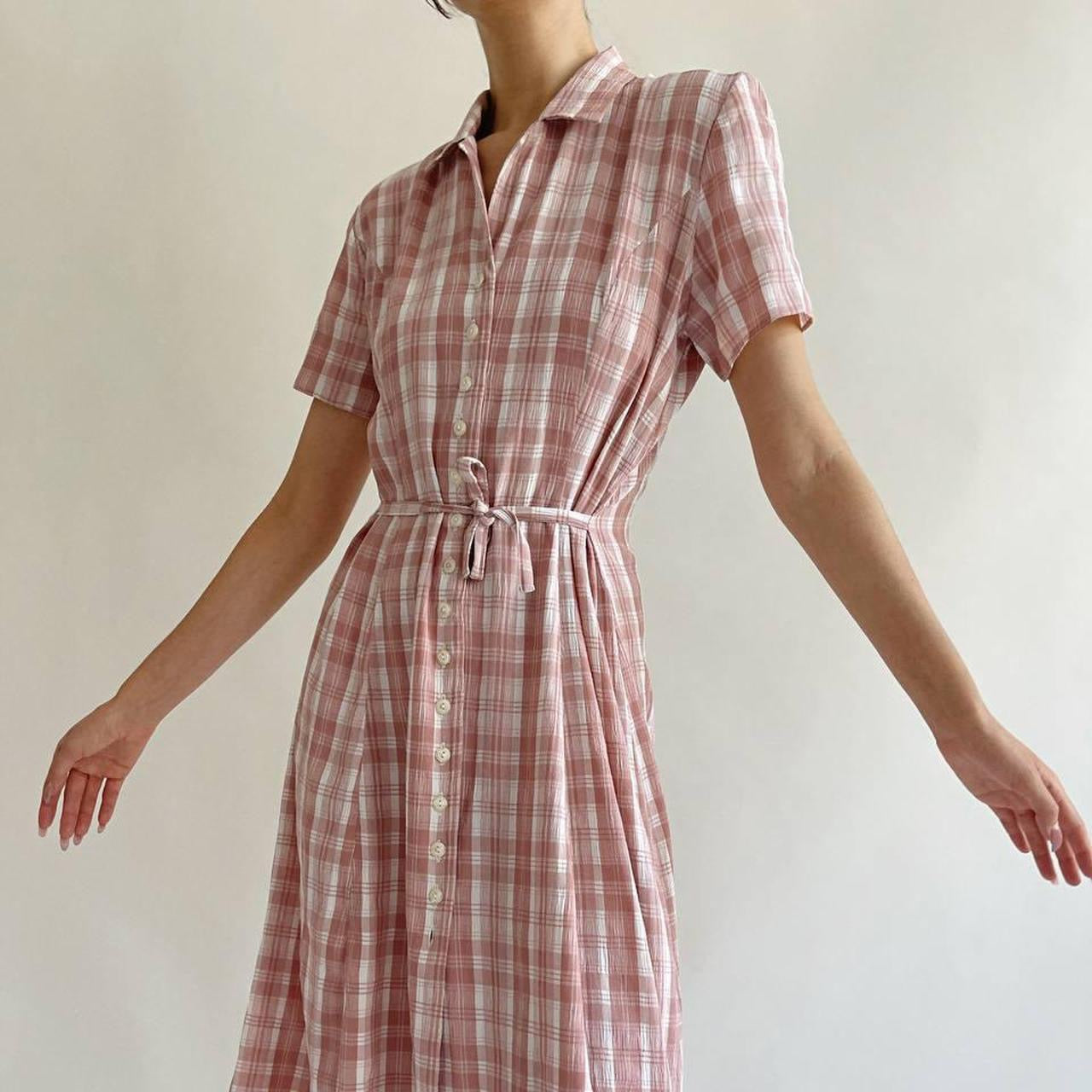 Vintage checked pink dress