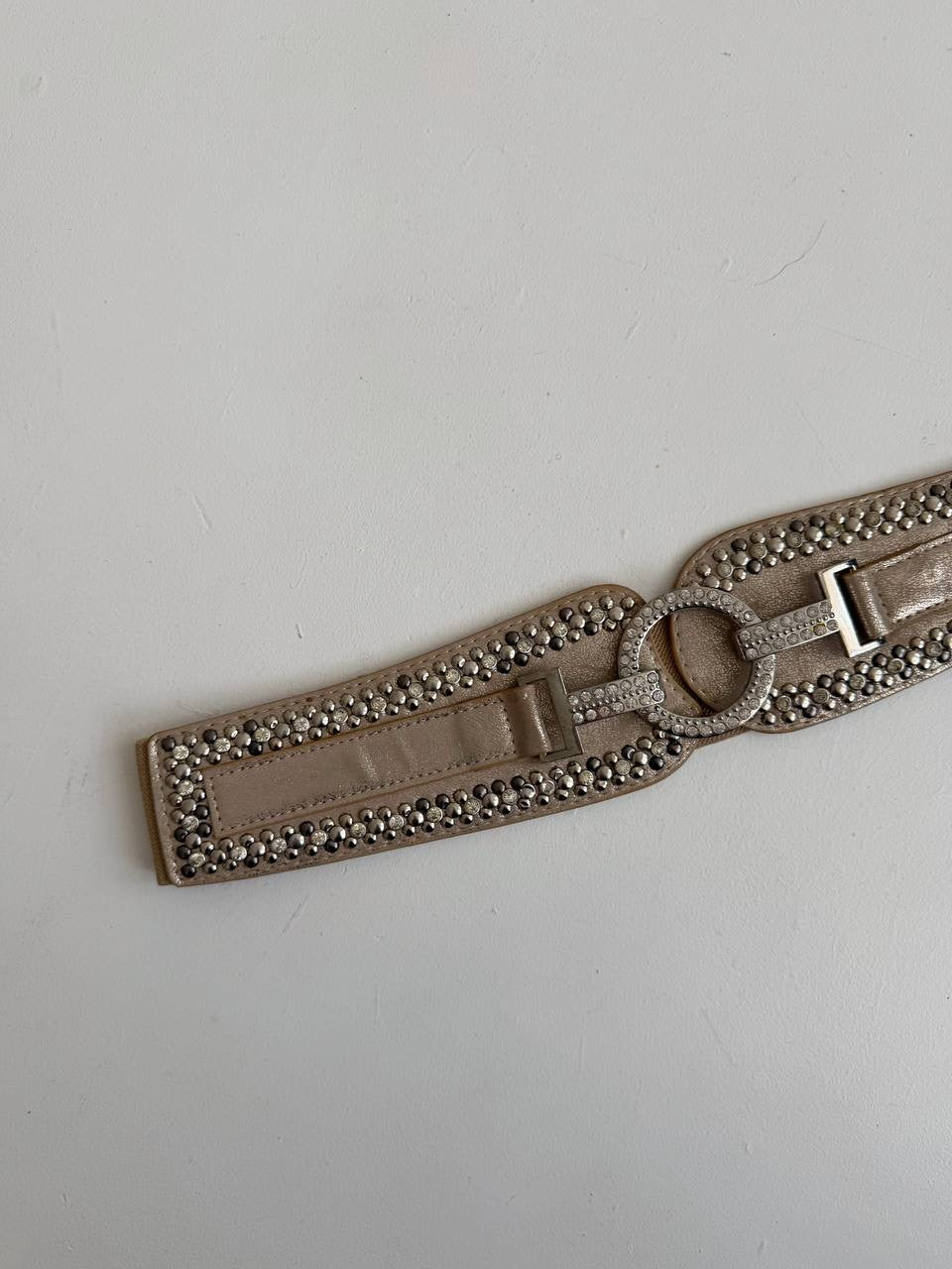 Y2K metallic rose gold studded belt