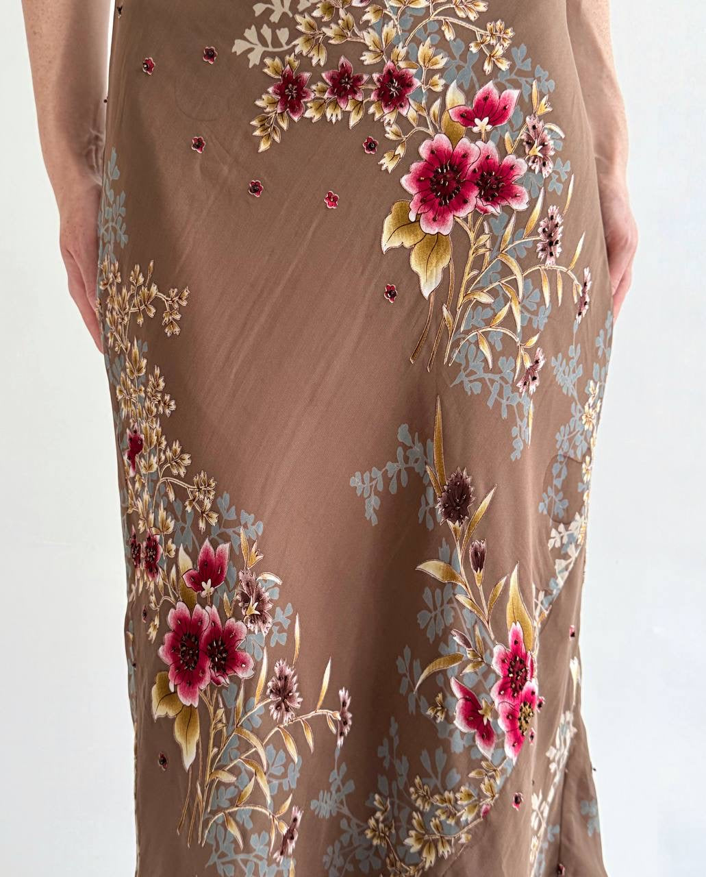 Y2K dress with flower print and beads