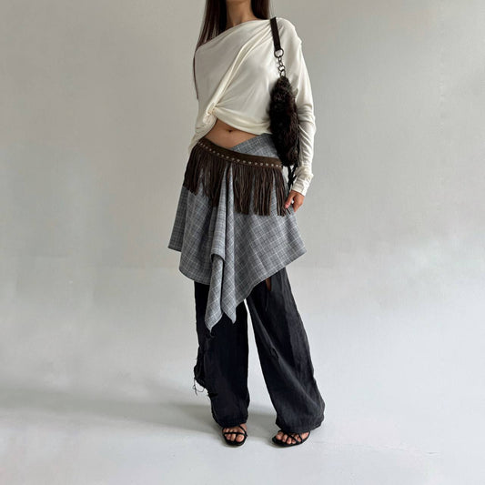 Vintage asymmetrical checked skirt