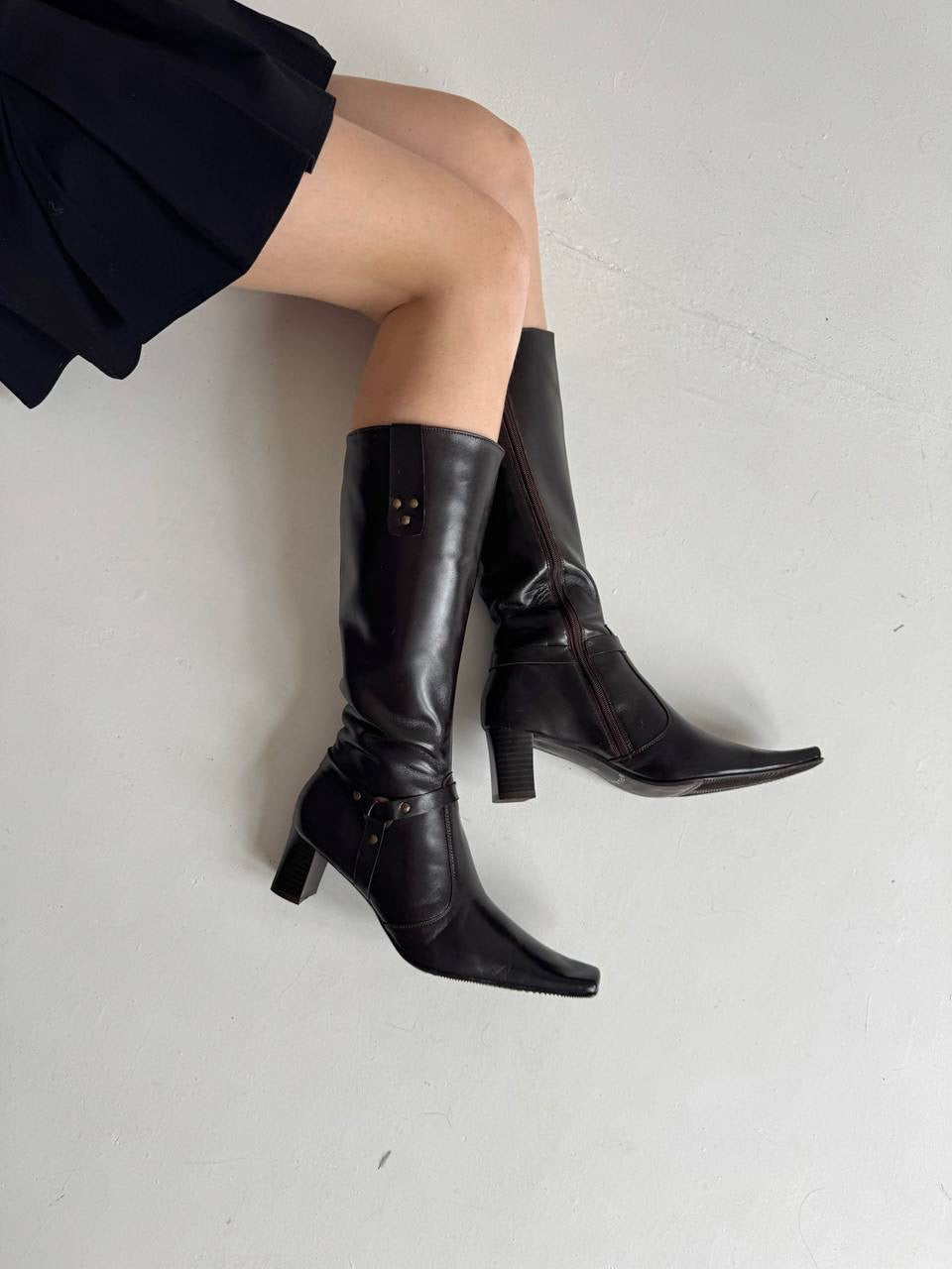 Vintage faux leather knee high boots