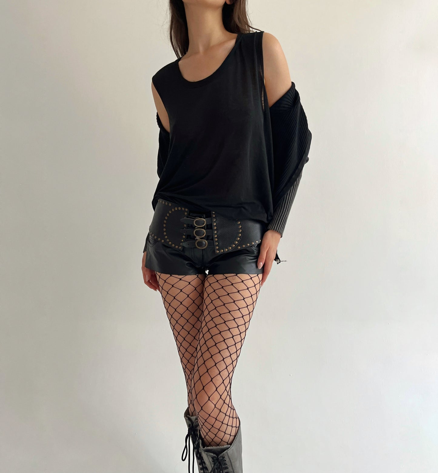 Vintage faux leather mini shorts