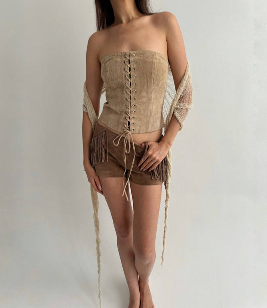 Vintage genuine leather corset