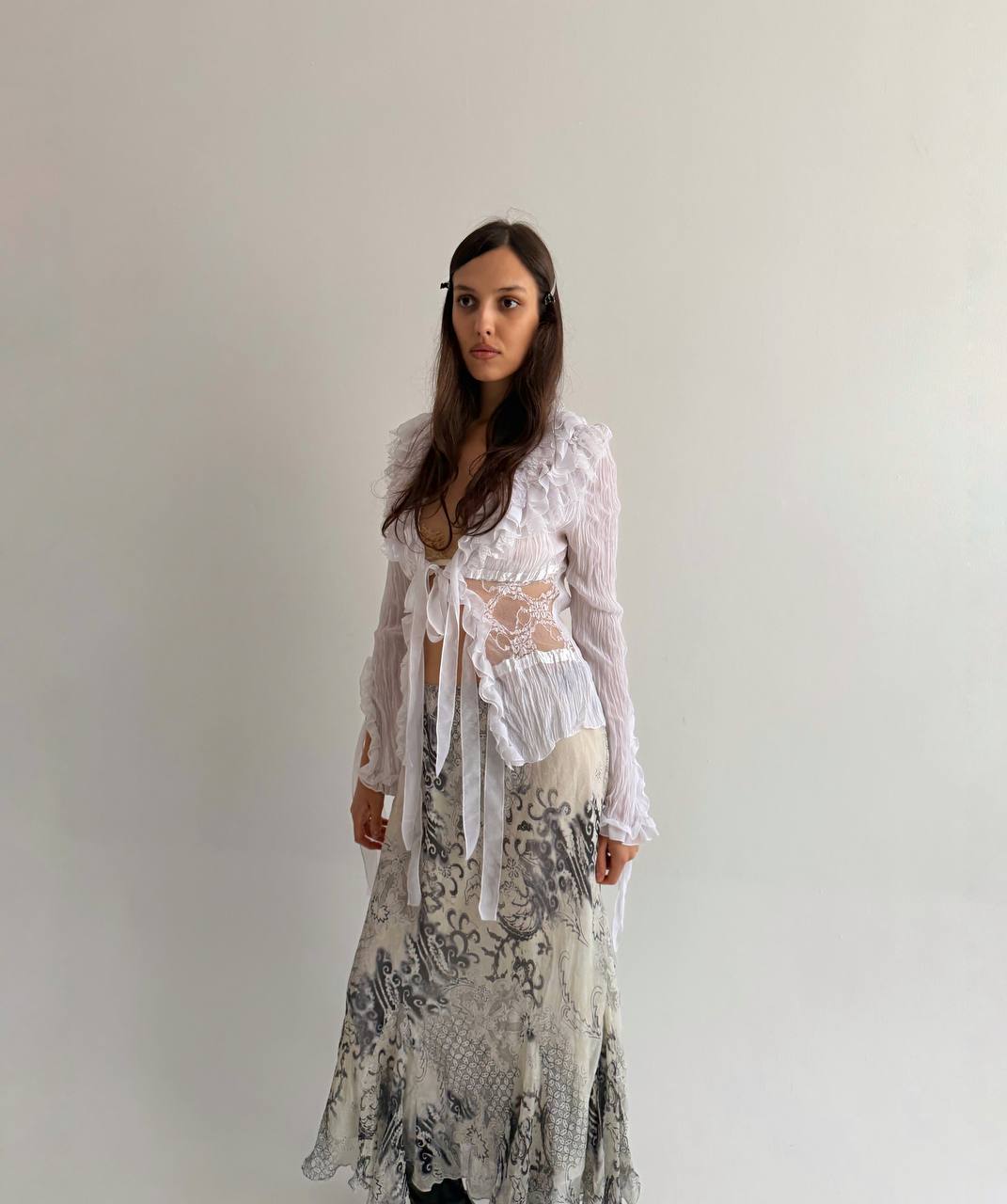 Vintage pure silk printed skirt