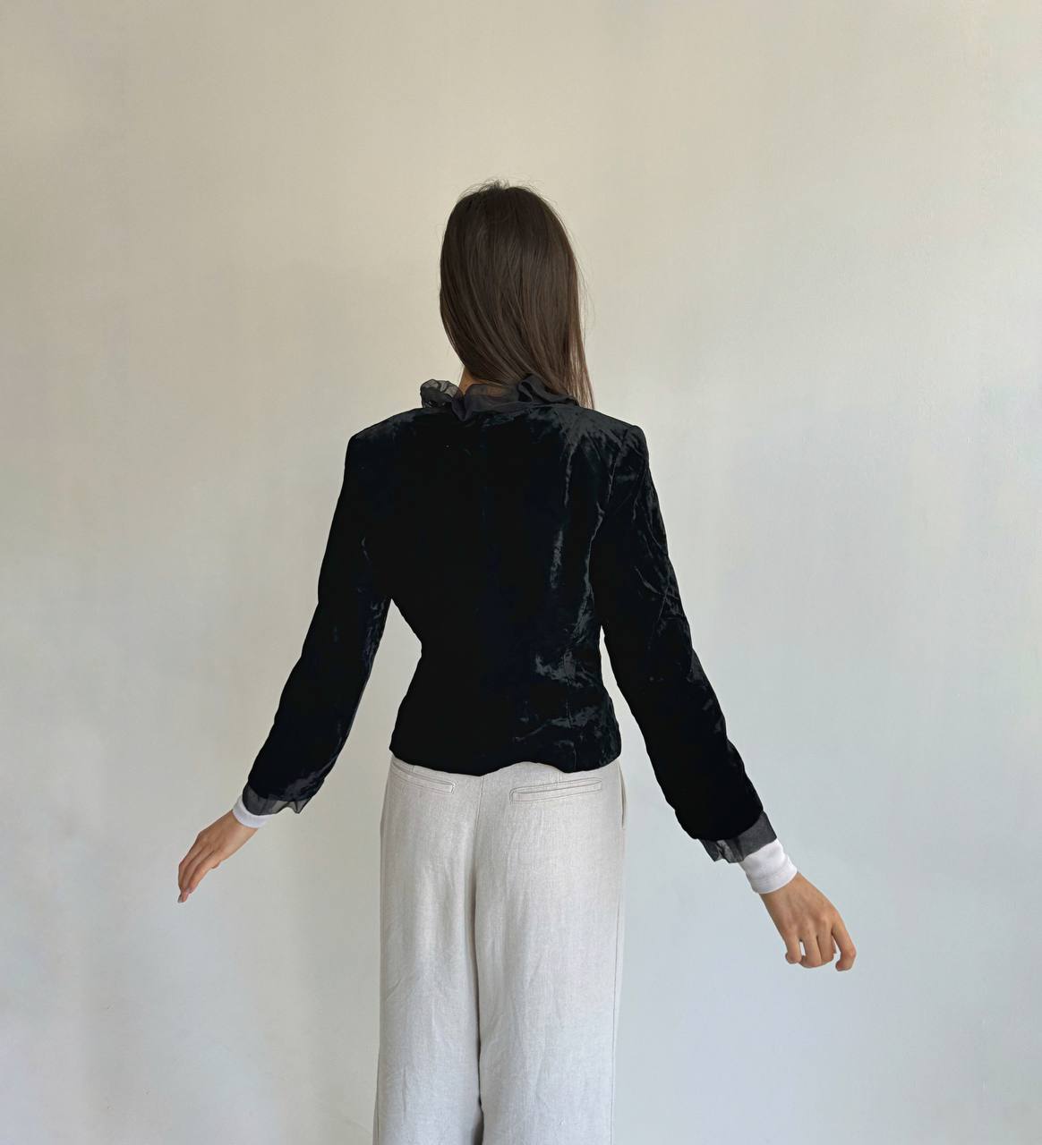 Vintage silk velour blazer in black