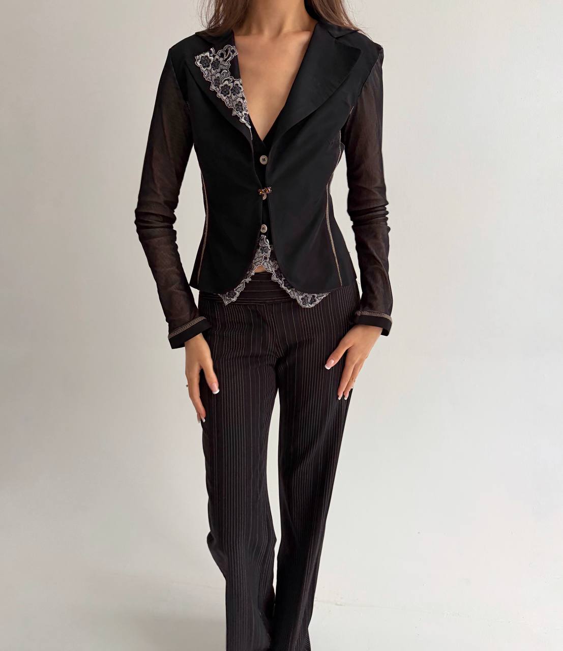 Vintage blouse with mesh detailing