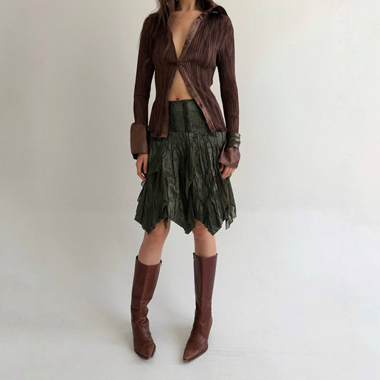 Vintage khaki fairycore skirt