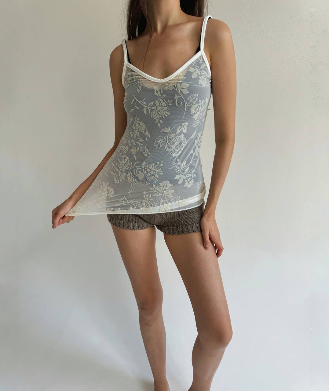 Pierre Cardin mesh cami with velvet print