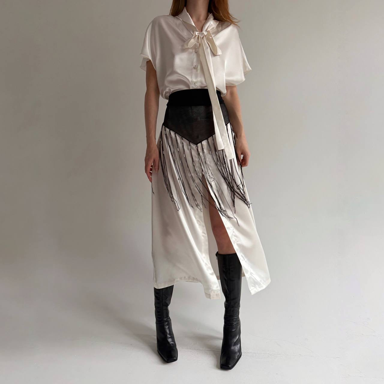 Vintage milky satin midi dress