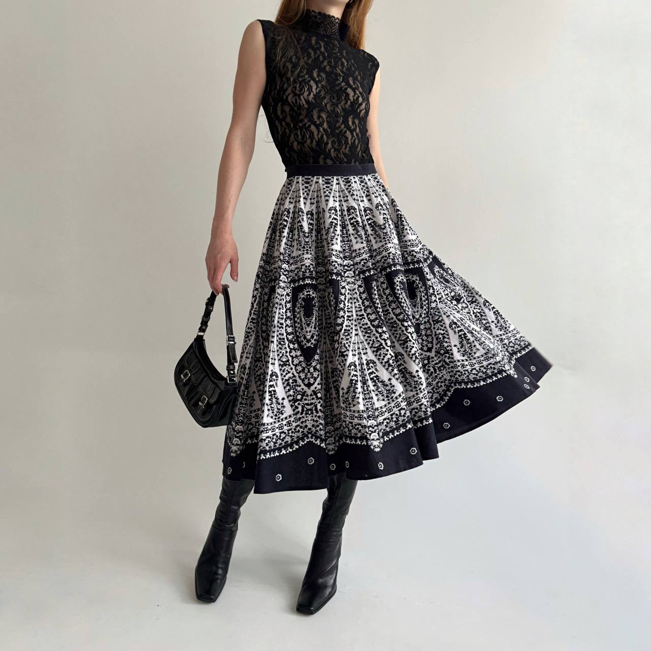 Vintage cotton A shape midi skirt