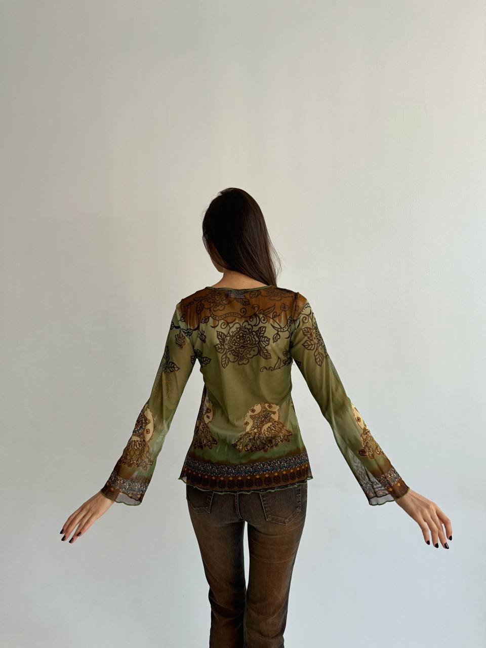 Vintage mesh blouse with ornament