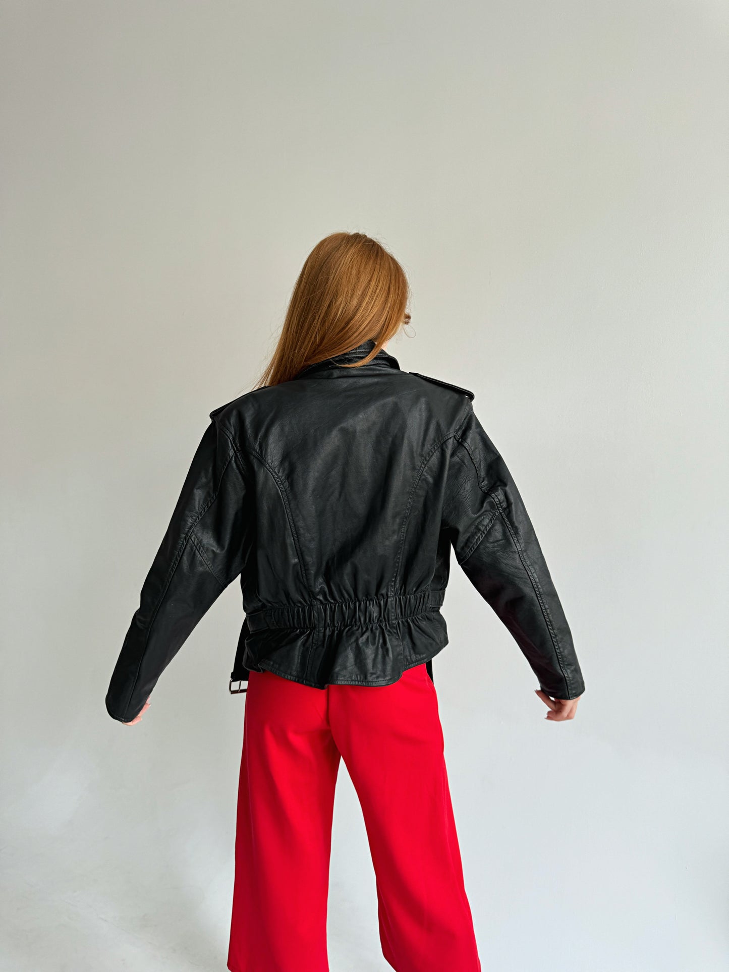 Vintage leather oversized jacket