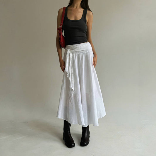 Vintage cotton maxi white skirt