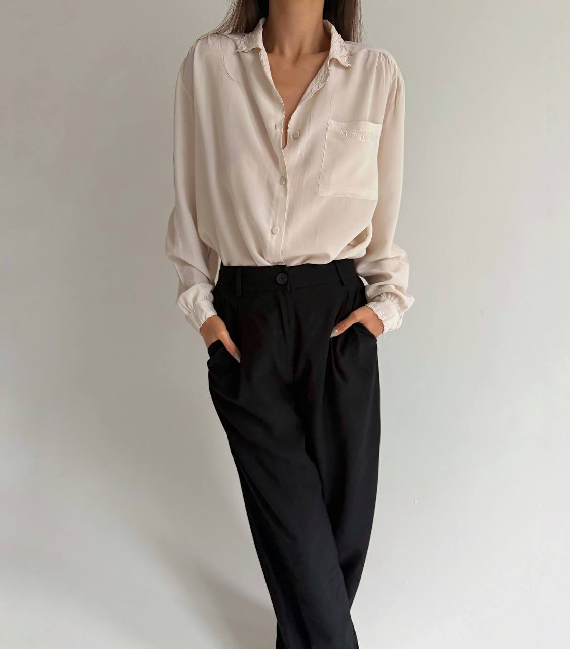 Vintage embroidered silk shirt