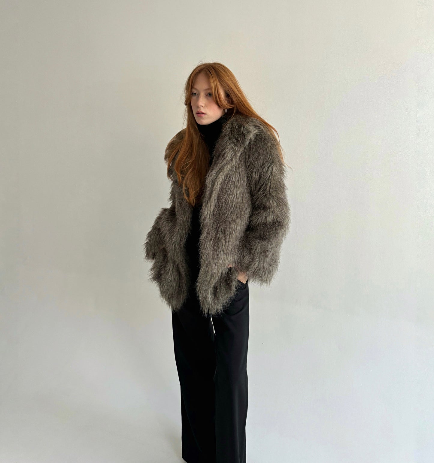 Vintage grey beautiful faux fur