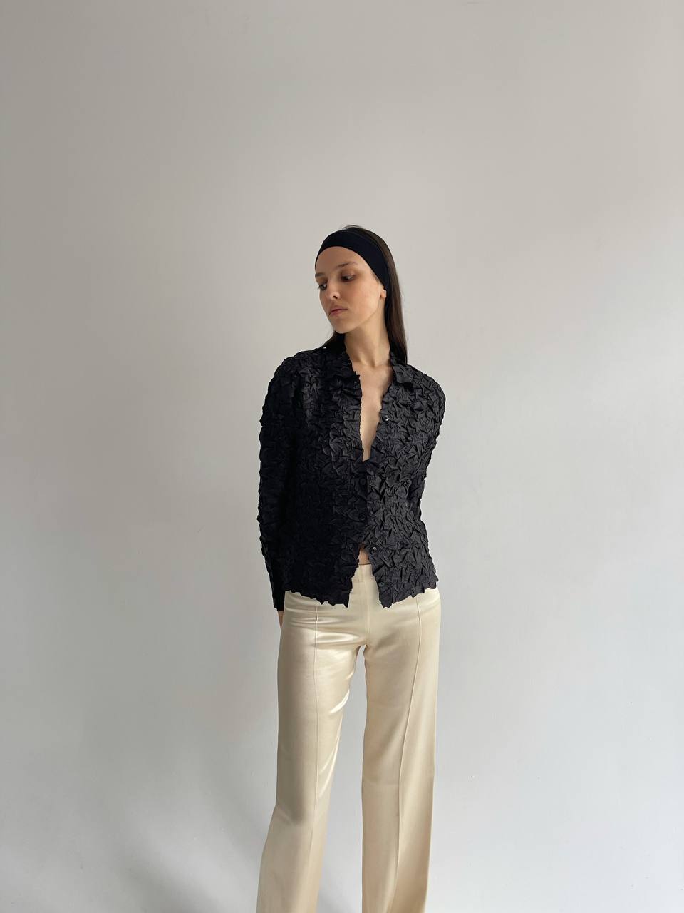 Vintage crinkle black shirt