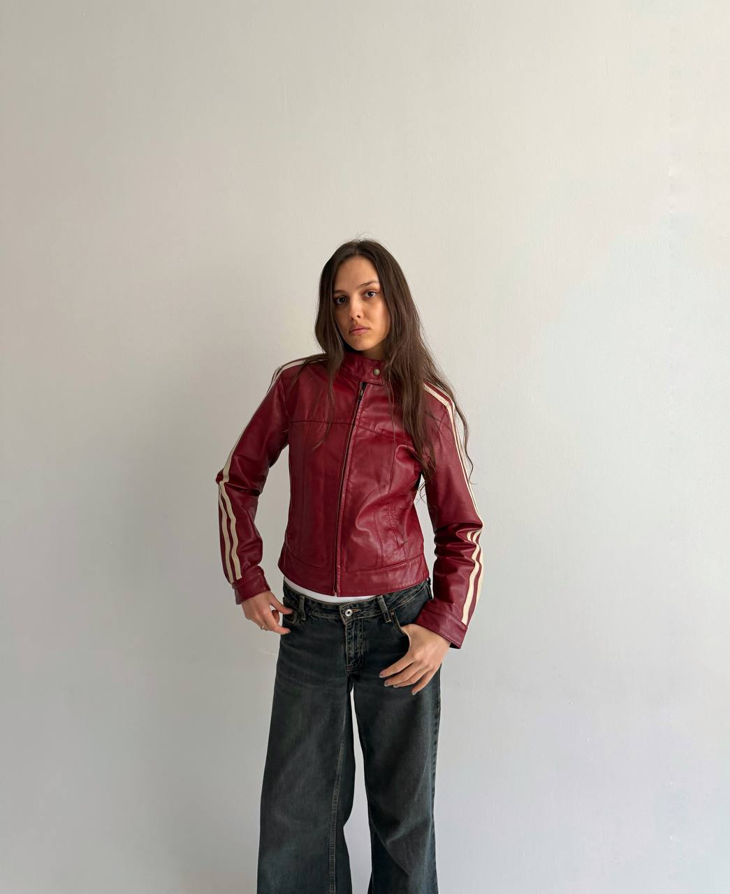 Vintage genuine leather red jacket