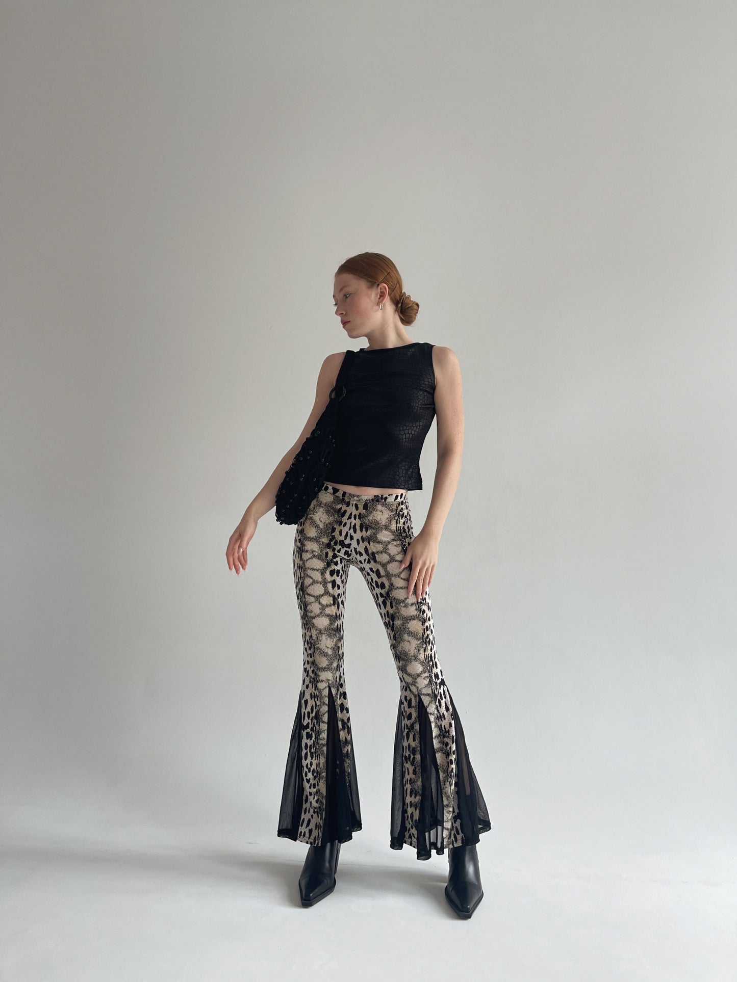 Vintage made in France printed flared pants