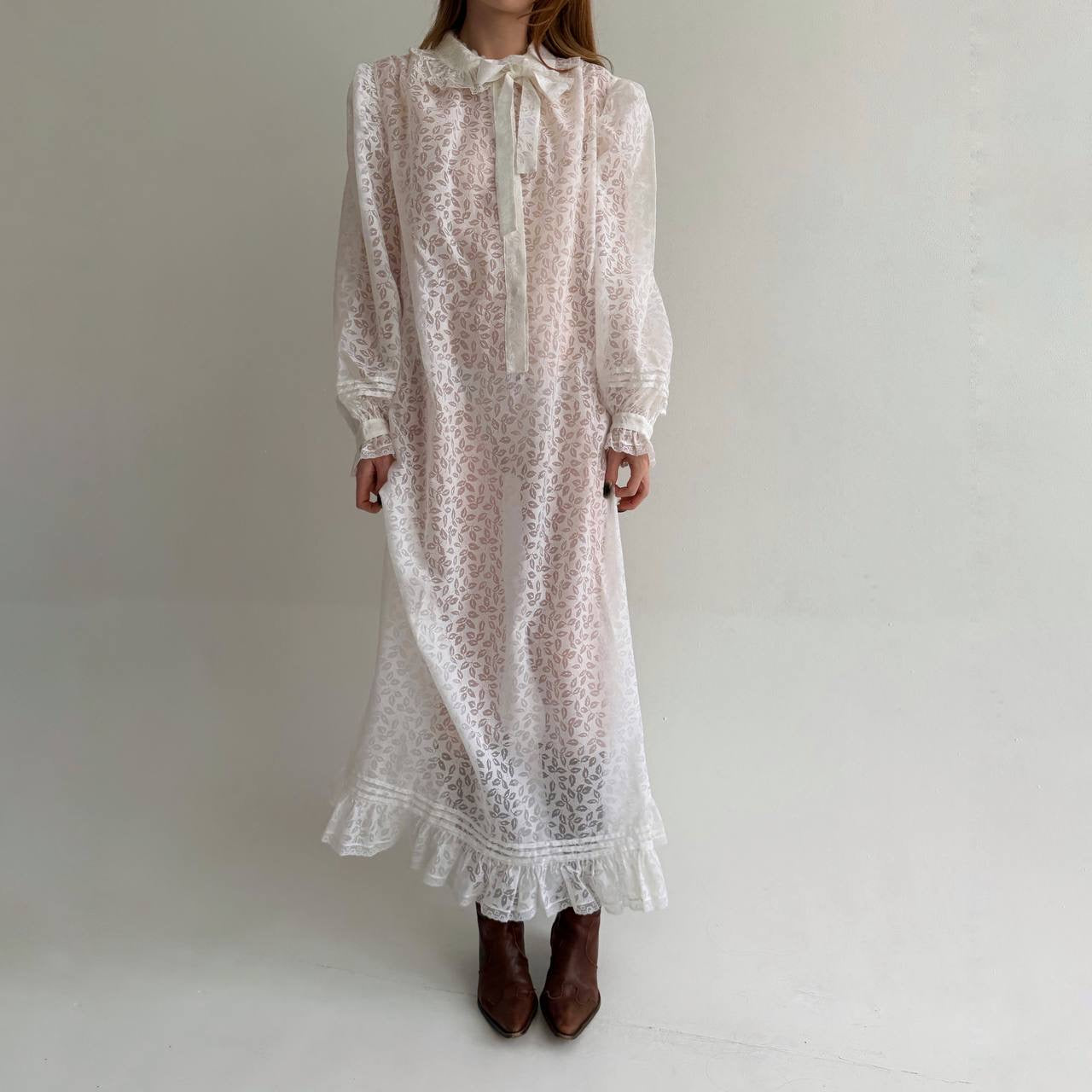 Vintage cotton blend printed night gown