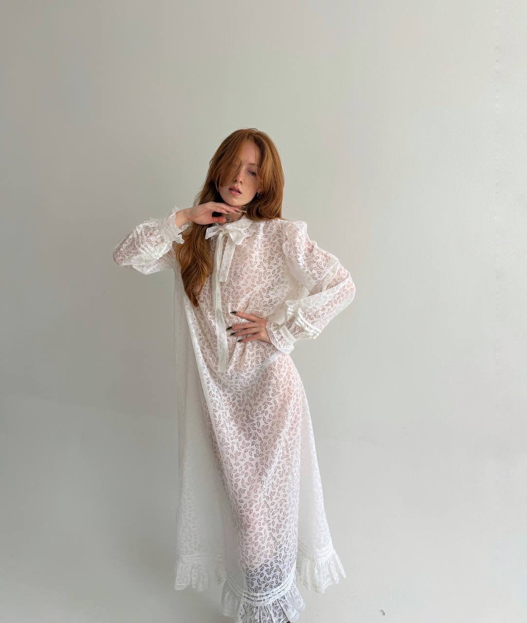Vintage cotton blend printed night gown