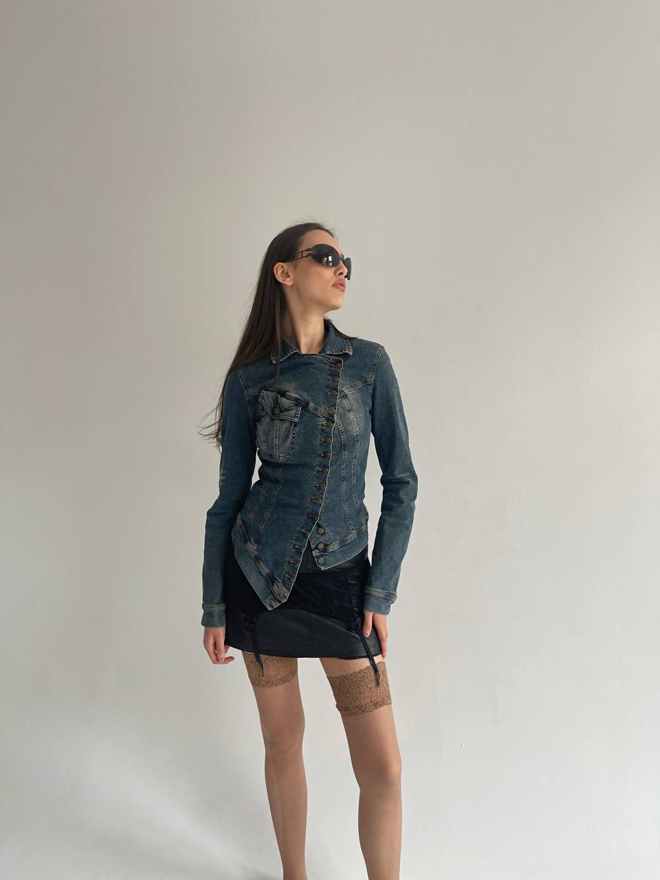 Vintage 90’s Plein Sud avant garde asymmetrical denim jacket