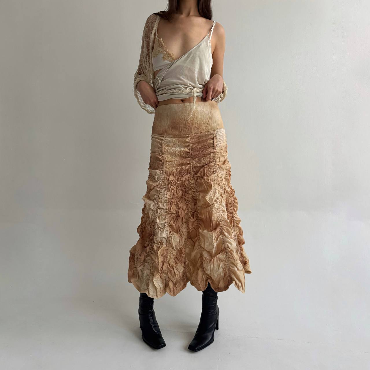 Vintage ruched washed skirt