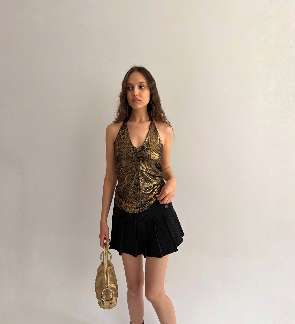 Vintage gold halter neck top