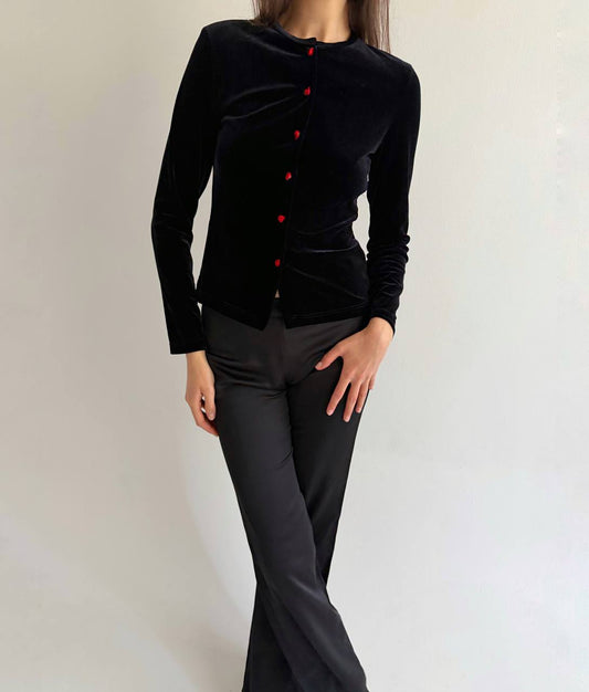 Vintage velvet cardigan with roses