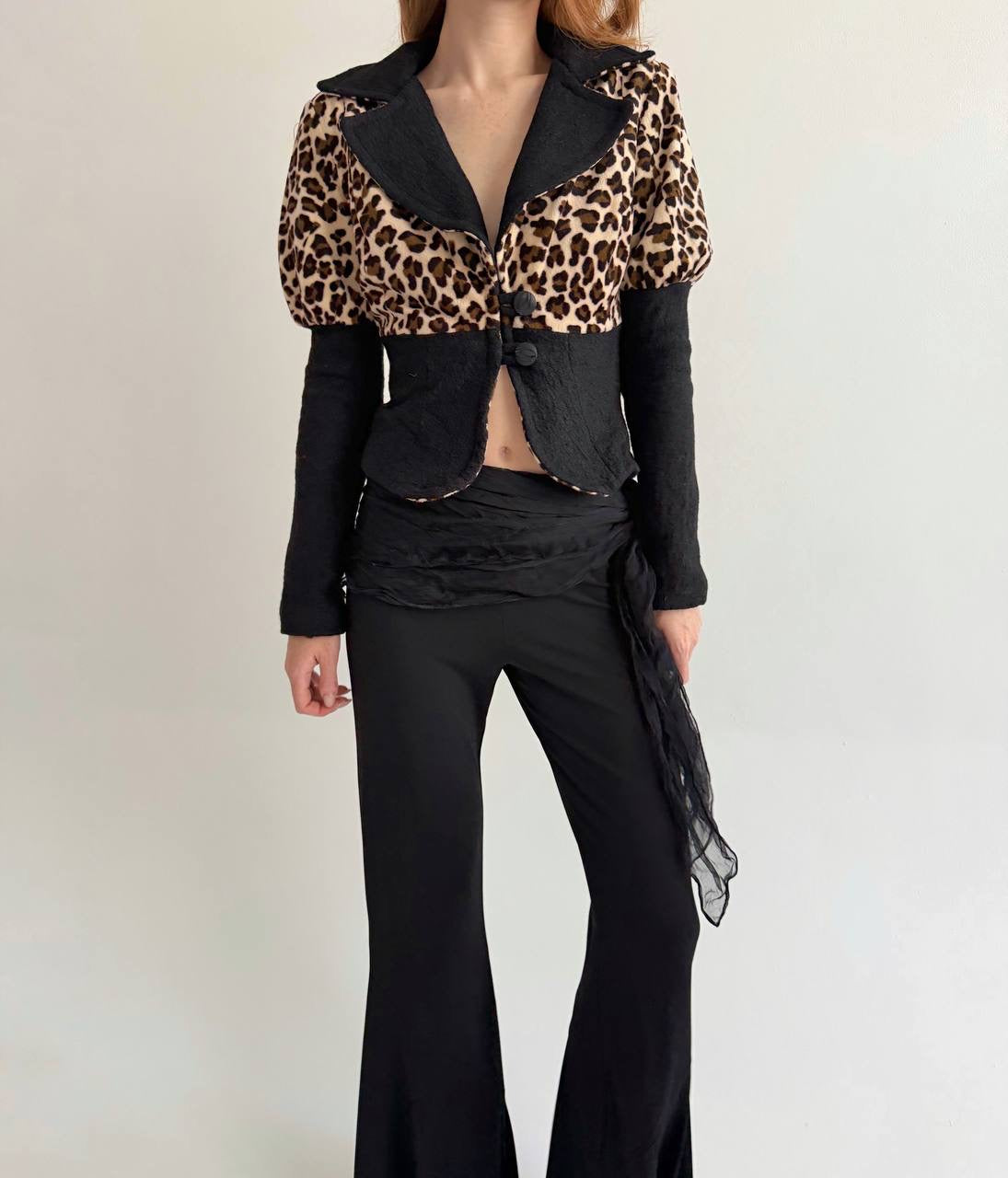 Vintage leopard printed blazer
