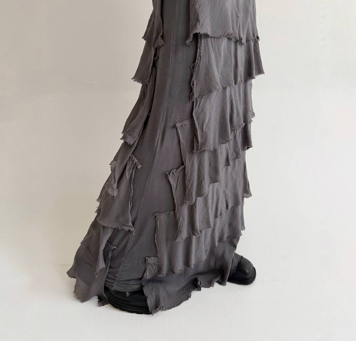 Vintage 30% pure silk 30% viscose 40% cotton grey long maxi skirt