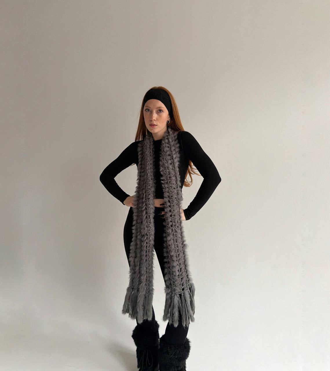 Vintage crochet 70% rabbit fur scarf