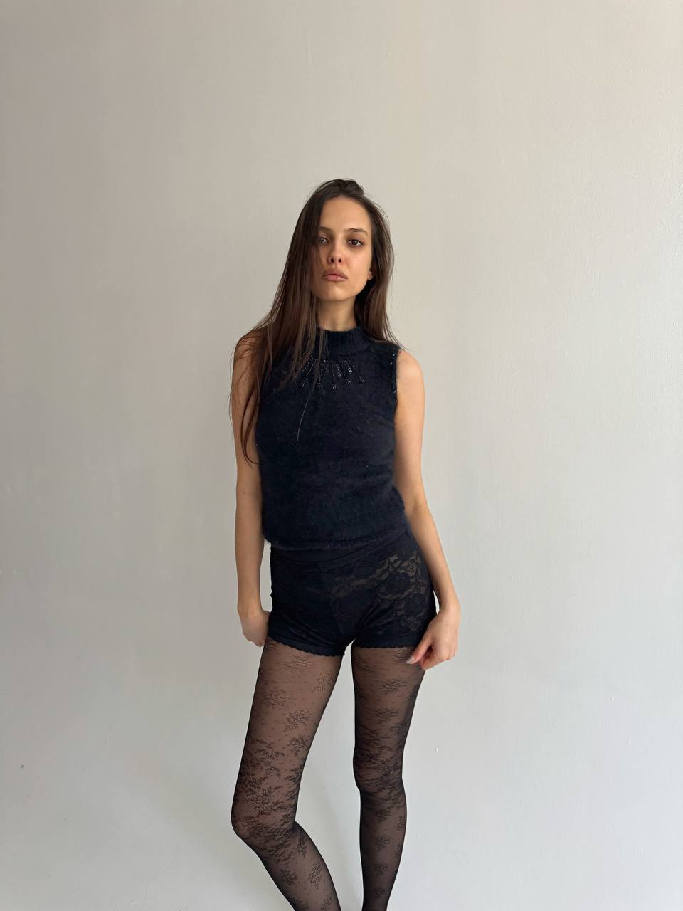 Vintage angora black vest