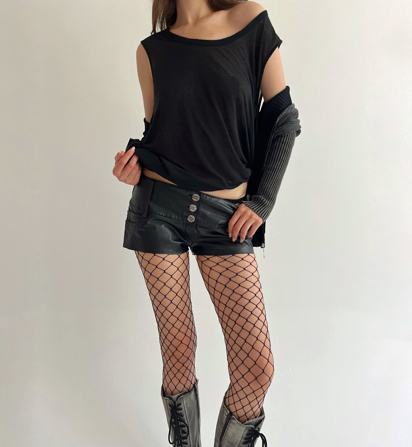 Vintage faux leather mini shorts