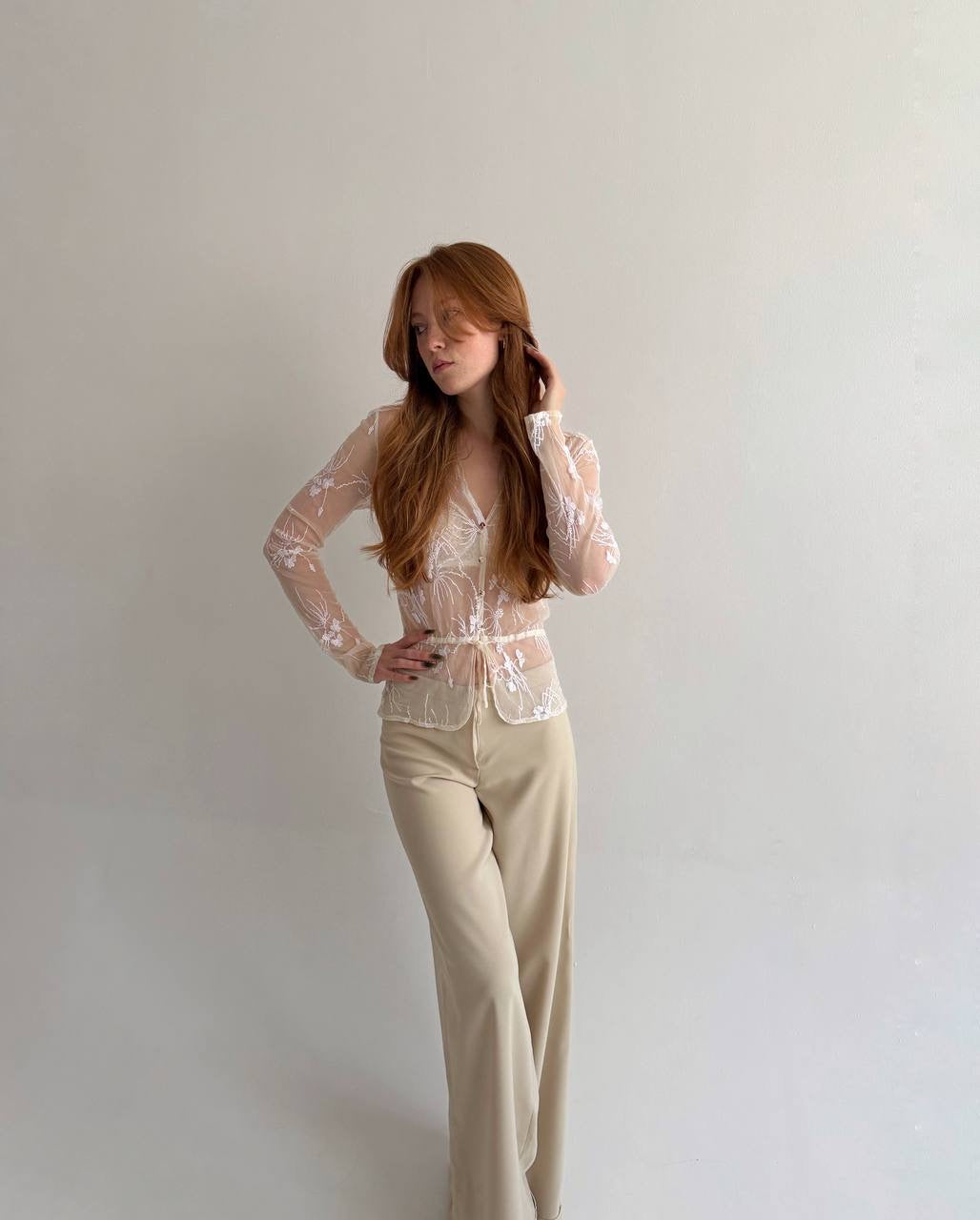 Vintage transparent button up blouse