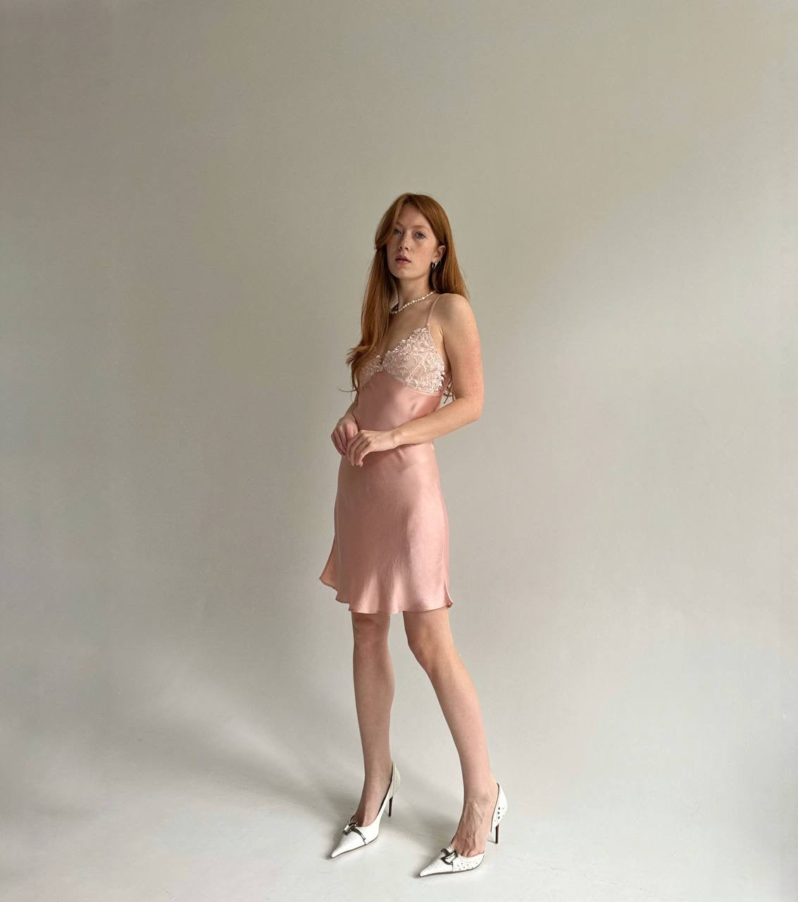 Vintage 100% pure silk bubble gum slip dress