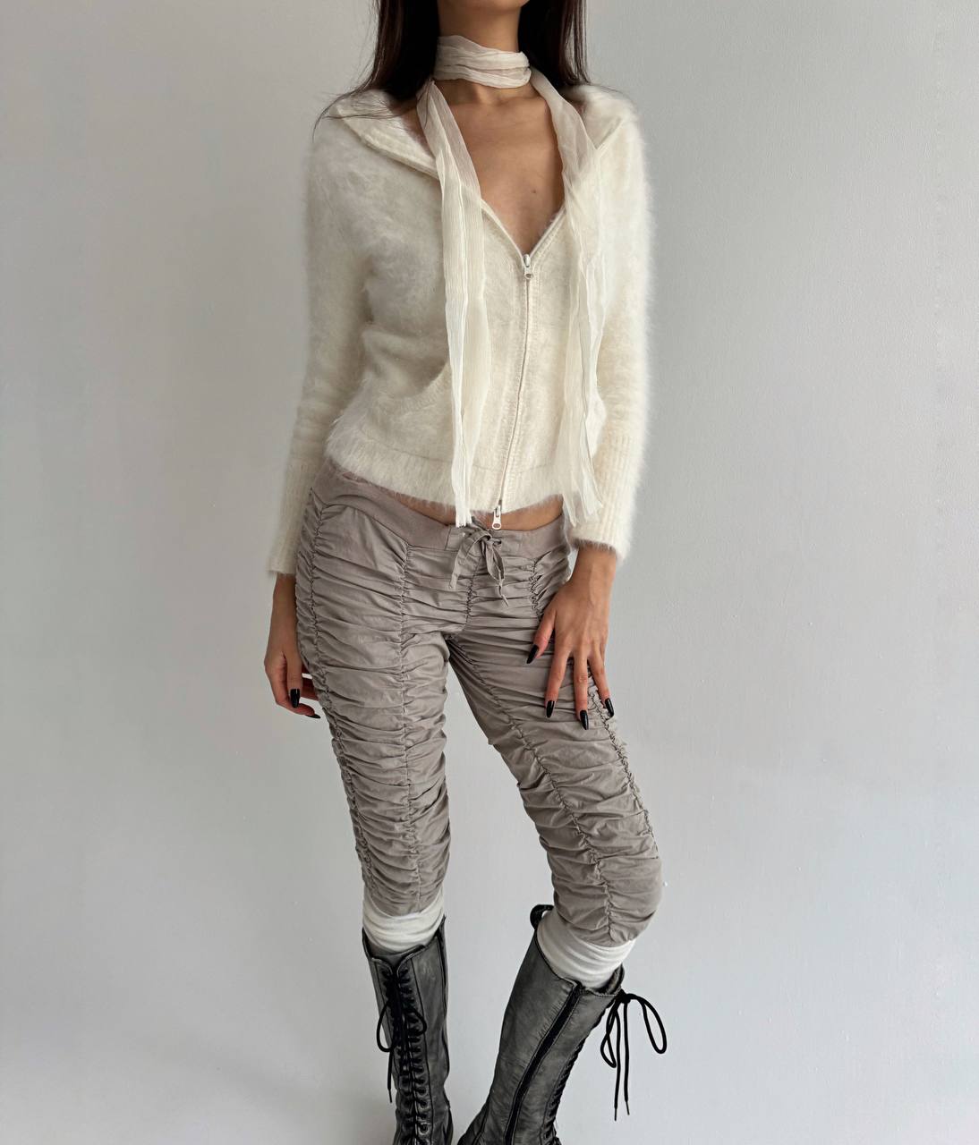 Vintage angora zip cardigan