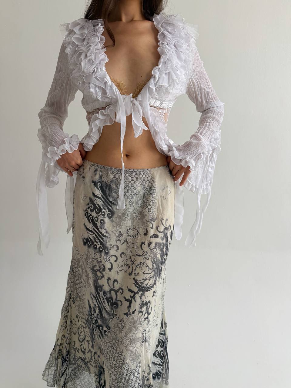 Vintage pure silk printed skirt