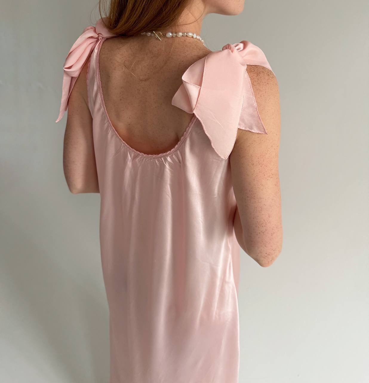 Vintage 100% pure silk pink long dress