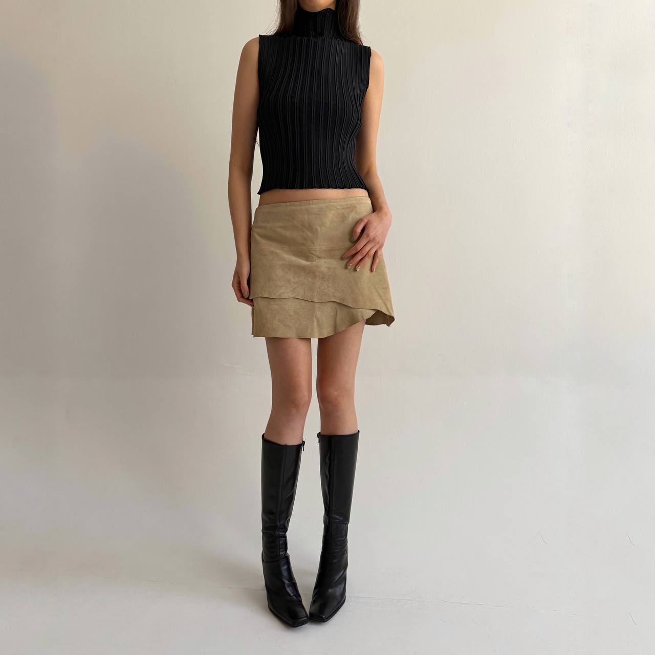Vintage leather asymmetrical skirt