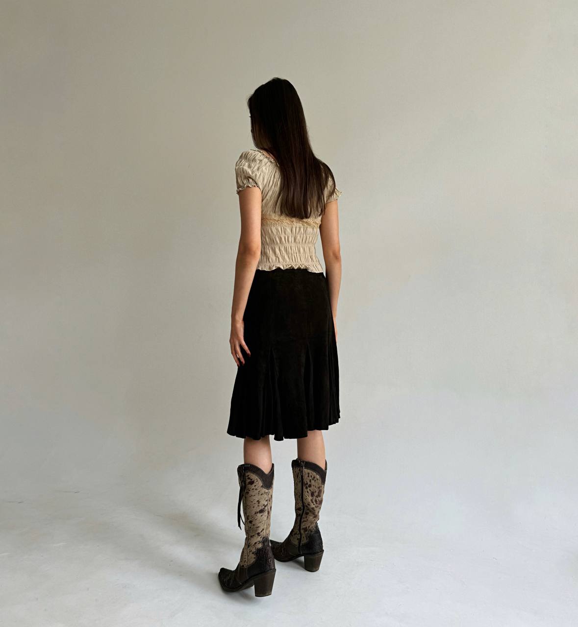 Vintage genuine suede brown skirt