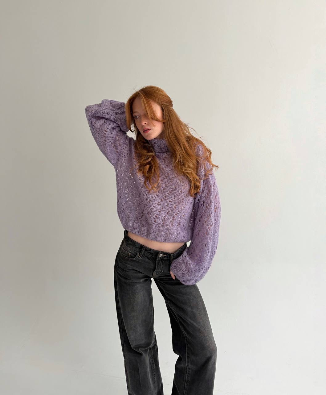 Vintage handmade lilac knit sweater